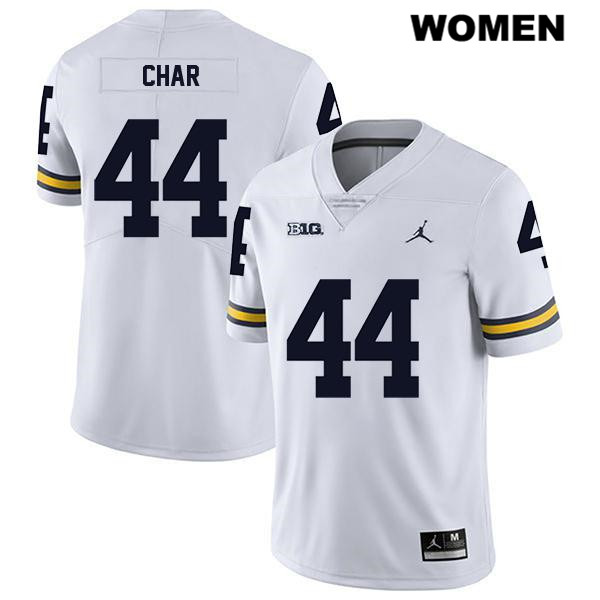 Women's NCAA Michigan Wolverines Jared Char #44 White Jordan Brand Authentic Stitched Legend Football College Jersey IO25F11GK